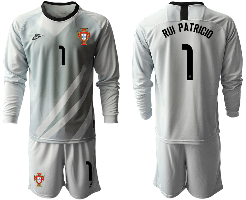 Men 2021 European Cup Portugal grey Long sleeve goalkeeper #1 Soccer Jersey->portugal jersey->Soccer Country Jersey